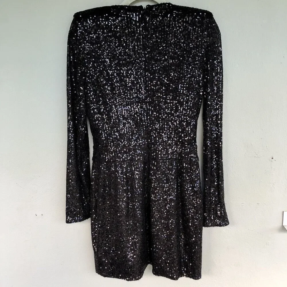 Ramy Brook Sequin Mini Dress Women 6 Becky Faux Wrap Deep-V Cocktail  Party - Picture 7 of 16
